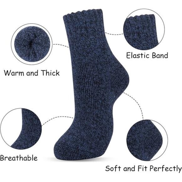 Wool Socks for Women, 5 Pairs of Warm Winter Cozy Thermal Thick Socks Gifts - Picture 3 of 8